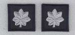 MAJ Major Oak Leaf SILVER on MIDNIGHT NAVY rank insignia collar/lapel patches 1.5" LARGE